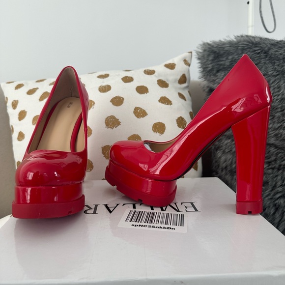 Candy Patent Red Chunky Platform 6” Heels - Picture 9 of 10